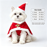 Chapeau de Père Noël pour chat et manteau chaud rouge, costume de Noël pour chats, chiots, lapins, poupées, ensemble Père Noël