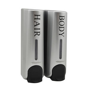 Dispensador de Jabón de Manos Doble de Pared, 0.35 Litros x 2, ABS y Acero Inoxidable, para Hoteles y Baños Públicos, Capacidad de 250 ml - Product Image 1