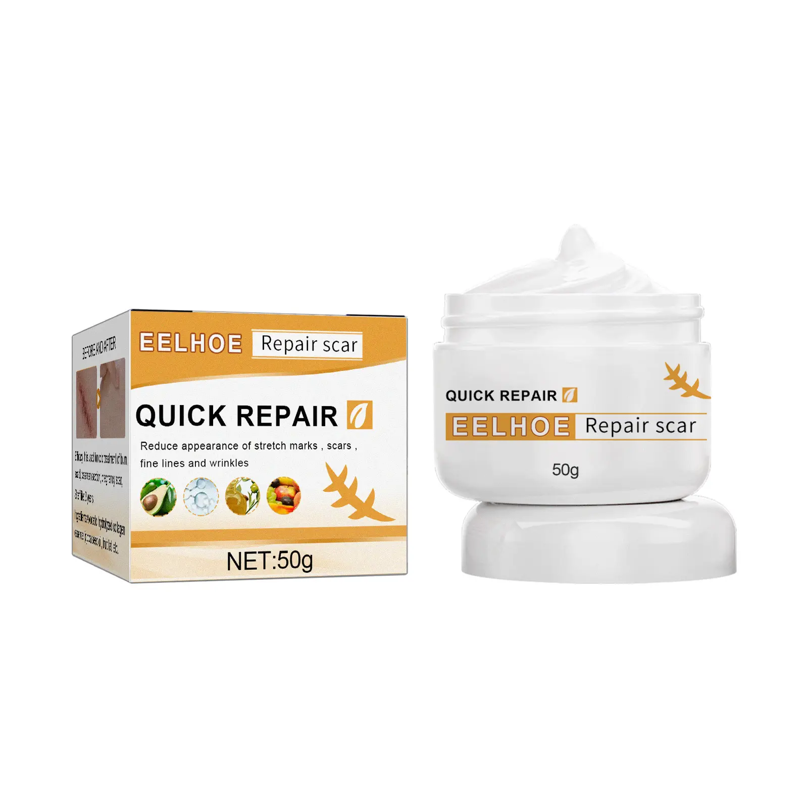 Eelhoe Litteken Gezichtscrème Body Skin Wondcrème Reparatie Burn Care Chirurgische Reparatie Litteken Crème 50G