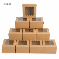 Boîte cadeau pliable en carton brun de haute qualité avec fenêtre festonnée pour confiseries, idéale pour les fêtes
