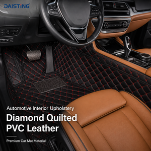 Rouleau de tissu synthétique en vinyle PVC <span class=keywords><strong>matelassé</strong></span>, brodé, avec envers en mousse, à points diamant, pour tapis de voiture, sellerie automobile et garnitures intérieures - Product Image 2