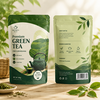 Bolsa con Fondo Plano Resistente al Calor, con Cierre Hermético, para Té Verde Matcha en Polvo, Laminada con BOPP/Aluminio, para Alimentos, Venta al Por Mayor