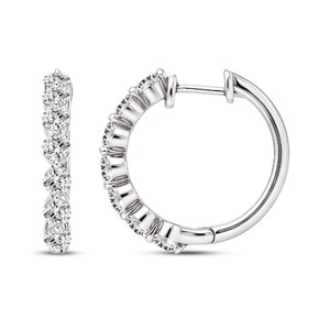 Elegantes Pendientes de Aro con Diamantes Cultivados en Laboratorio de Corte Redondo para Mujer, Color VVS VS EF, Plata de Ley 925, Oro de 10KT 14KT 18KT, Uso Diario - Product Image 3