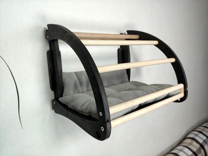 Sıcak satış duvara monte kedi tüneli mağara yatak Pet ev raf ahşap kedi tırmanma duvar Modern kedi evi hamak - Product Image 6