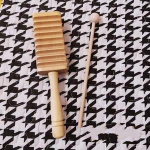 Instruments de percussion Orff en gros : Clapper carré en bois à main pour performance de trois et un quart de versets, Guiro en bois - Product Image 2