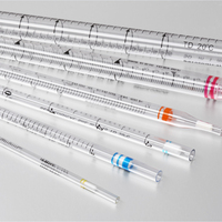 Pipette sérologique en plastique transparente jetable stérile pour transfert de liquides en laboratoire, 1 ml, 2 ml, 5 ml, 10 ml, 25 ml, 50 ml