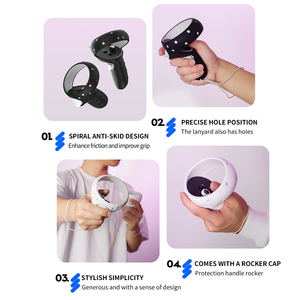 IINE pour <span class=keywords><strong>Oculus</strong></span> Quest 2, ensemble d'accessoires pour manettes, 2*coques de manettes tactiles + 2*coques de joysticks, noir - Product Image 3