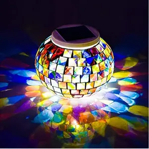 Garden Decoration Color Changing Glass Mosaic Ball Led Garden Lights Rechargeable Solar Outdoor Waterproof