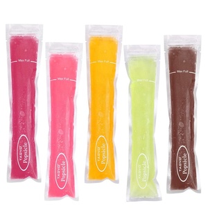 Disposable Heat Seal Bpa Free Clear Small Plastic Popsicle Frozen Mold Ice Cream Packaging Bags with Zipper