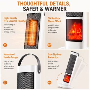 Chauffage Cube PTC en Carbone à 360° pour Bureau 2000W 2 Modes Réflexion de Chaleur Miroir Protection Anti-Chute Silencieux Économie d'Énergie US - Product Image 5