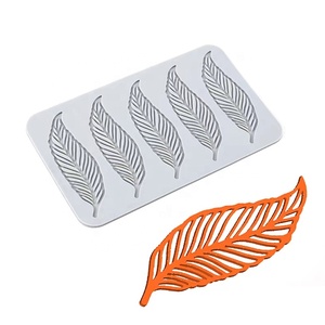 Feather and Leaf Fondant Lace Sugar Art Mold Sustainable <b>Silicone</b> <b>Baking</b> Tool for Cake Decoration - Product Image 1