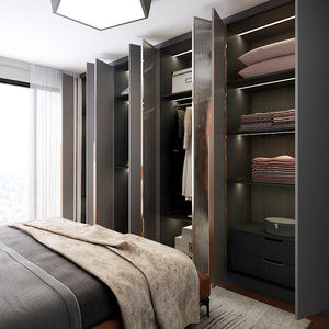 Armadio NICOCABINET in Stile Contemporaneo Personalizzabile Colore Grigio Tortora con Cassetti e Ante a Chiusura Morbida - Product Image 1