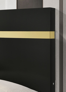 Lit de rangement King Size noir 1 pièce avec LED intégrées, cadre de lit moderne en acrylique, prêt pour matelas, mobilier de chambre doux - Product Image 2