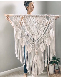 Bonne Qualité Chaude Plume Personnalisé Beauté Coton Grande En <span class=keywords><strong>Macramé</strong></span> Fait Main Motifs Décoration Murale Suspendue - Product Image 4