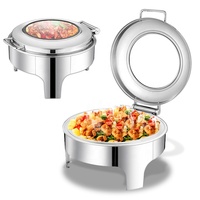 Hochwertiges Edelstahl-Speisenwärmer-Set für Restaurants, Buffet-Server, großes antikes Buffet-Chafing-Set mit Glasdeckel