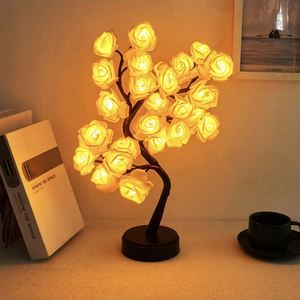 Rose Table Lamp 18/24led Romantic Flower Night <b>Light</b> Wedding Bedroom Indoor Christmas Decoration Rose Flower Bonsai <b>Tree</b> <b>Light</b> - Product Image 3