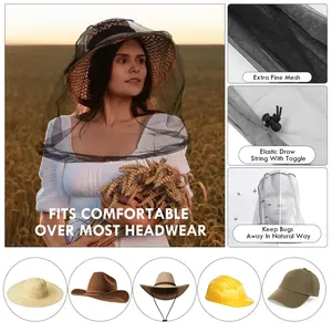 Chapeau de jardinage anti-moustiques avec filet de protection pour la tête, idéal pour la randonnée, le camping et la pêche - Product Image 4