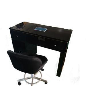 Estación de salón de belleza de lujo moderna, <span class=keywords><strong>MESA</strong></span> DE <span class=keywords><strong>MANICURA</strong></span> de uñas negra superior de mármol con salida, silla a juego - Product Image 1