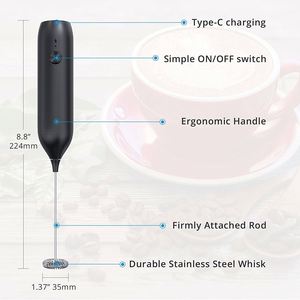 Mousseur à lait électrique portatif rechargeable par USB, écologique et puissant, pour cappuccino, mélangeur de boissons, nouveauté, en gros et en stock - Product Image 2