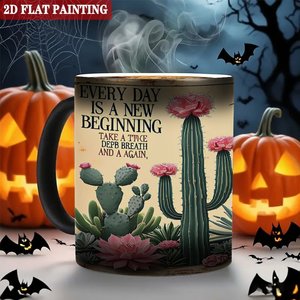 <b>Ceramic</b> <b>Mug</b> 11oz Frosted Black Heat Sensitive Cup With Cactus Design Gift For Home Office Use - Product Image 6