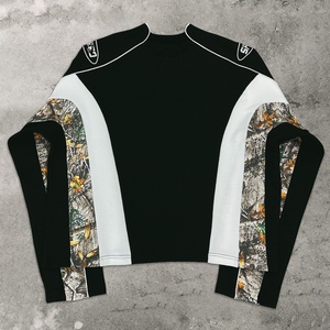 เสื้อยืดสตรีทแวร์ปักลายกราฟิกพิมพ์ลายแบบคัสตอม เสื้อยืดทรงบ็อกซี่ผ้าหนา เสื้อยืดโอเวอร์ไซส์แขนยาวลายวาฟเฟิล - Product Image 2
