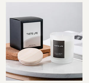 Bougie parfumée en cire de soja en forme de verre avec couvercle en bois transparent, sans fumée, parfumée, cadeau - Product Image 1