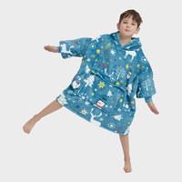 Haute qualité hiver 100% Polyester personnalisé couverture portable en peluche surdimensionné polaire à capuche couverture de noël à capuche pour enfant