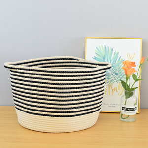 Woven Storage Baskets Cotton Thread Round <b>Handmade</b> Clothing Organizer Desktop Storage Basket For <b>Clothes</b> Snacks Sundries - Product Image 2