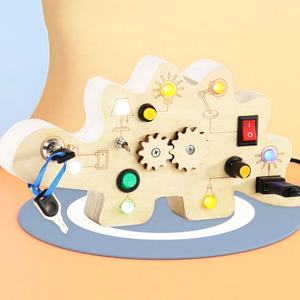Jouet éducatif Montessori en bois pour enfants en forme de <span class=keywords><strong>dinosaure</strong></span> avec boutons à bascule - Product Image 1