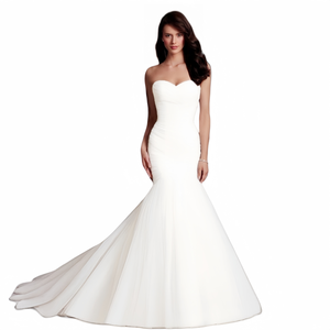 Vestido de novia de sirena sin tirantes blanco puro de talla grande de lujo con tren largo Catedral elegante vestido de novia - Product Image 6