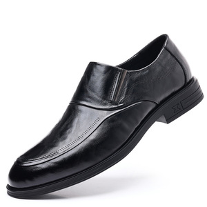Mocassins en cuir noirs à bout pointu pour hommes, chaussures décontractées pour affaires, taille adulte 40-46 - Product Image 5