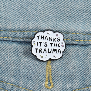 Gracias, es el Pin esmaltado de <span class=keywords><strong>Trauma</strong></span>, broche de cita divertida, insignia de estrellas y nubes, regalo de joyería para amigos, venta al por mayor - Product Image 1