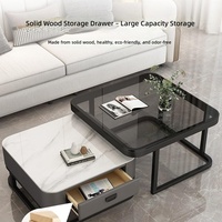 Table basse moderne de luxe légère et portable avec structure en bois et plateau en verre pour petit appartement, salon, mobilier de maison