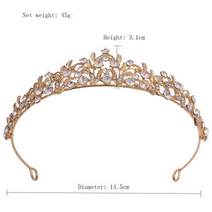 Nuevo barato brillante diamante gema Rhinestone hoja Tiara Boda nupcial corona para accesorios <span class=keywords><strong>de</strong></span> vestir - Product Image 6