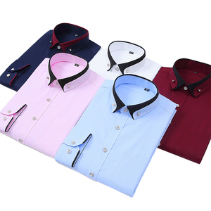 Vendita diretta in fabbrica 100% camicia in cotone tinta unita da uomo con bottoni - Product Image 6