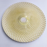 Assiette de présentation ronde en verre doré, durable et écologique, 13 pouces, pour décoration de table de mariage de luxe pour hôtels