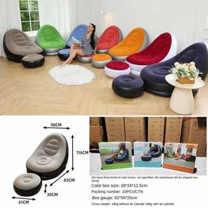 Eco Pvc Set Footrest Lazy Flocking Air <b>Sofa</b> Chair Living Room Furniture Lounge <b>Inflatable</b> Backrest Recliner - Product Image 2