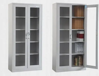Meubles de bureau personnalisés, armoire de classement en métal, armoires de rangement verrouillables en acier avec porte en verre, armoires de classement avec vitrine