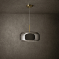 Lampe suspendue ovale en métal miroir, forme ovale, fil de suspension en laiton, pour table de chevet