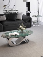 Table basse ovale en métal minimaliste moderne pour salons, mobilier de maison pour petits espaces, haut de gamme, nouvelle collection 2026, style luxe léger