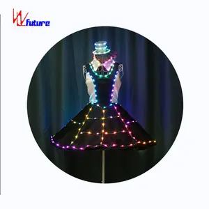 Nuovo elegante costume da donna con luce a LED, abito da ballo per abbigliamento al neon per eventi