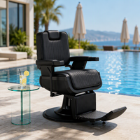 Ensemble de mobilier de salon d'hôtel pliable et inclinable noir et or avec logo personnalisé, miroir de rangement, chaise de coiffeuse et chaises de barbier en PU