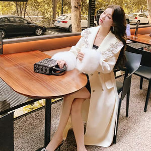 Mantel bulu rubah buatan tangan wol kasmir wajah ganda desain baru untuk wanita mantel berbulu luar ruangan nyata - Product Image 3