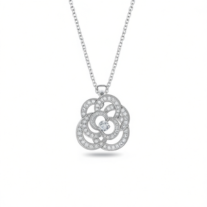 E3202 Ciondolo con diamante in argento, taglio rotondo brillante, colore G, diamanti naturali, gioielli classici da donna per l'uso quotidiano - Product Image 1