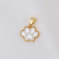 Vente en gros de breloques en or 18 carats avec coquillages naturels et perles, quatre styles, pendentifs en forme de patte de chien ou de chat, pour collier