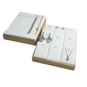 Luxury 'Jewerly' Display Trays Custom Stackable Jewellery Displays Pu Leather Necklace Earrings Display Tray