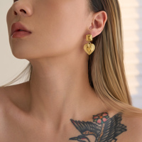 Boucles d'oreilles délicates en forme de cœur LOVE HEART MIXED 2026, Dazan NEW Winter INS 2025, plaquées or 18 carats, acier inoxydable hypoallergénique, bijoux pour femmes