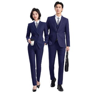 Striped Suit Set Three Piece Business Formal Wear For Men Work Uniform Anti-Wrinkle Worsted Fabric Adult Size - Product Image 5