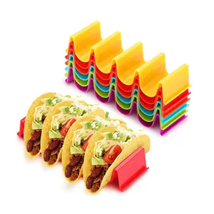 Porte-tacos multicolore en plastique sans BPA Organisateur de gâteau de maïs avec poignée et design élégant en forme de U allant au micro-ondes et au lave-vaisselle