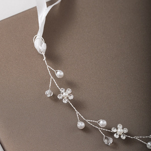 إكسسوار شعر نسائي على الطراز الكوري من نيانكان، عصابة رأس مزينة باللؤلؤ لفساتين الزفاف، إكسسوار رأس بسيط وأنيق - Product Image 3